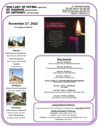 1st Sunday of Advent--November 27, 2022