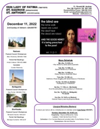 3rd Sunday of Advent-December 11, 2022