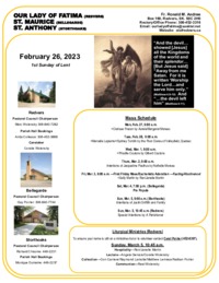 1st Sunday of Lent--February 26, 2023