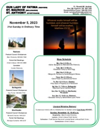 31st  Sunday in Ordinary Time-November 5, 2023